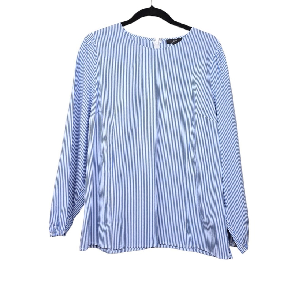 J.Crew Womens Long Sleeve Blue White Striped Blouse Size 16T Tall NWOT - Picture 3 of 6